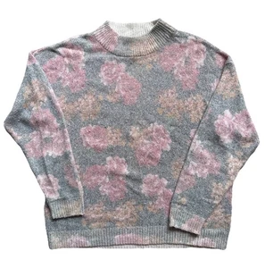 VTG 80s Sheridan Square Grannycore Floral Knit Sweater Cottage L Silk/Angora - Picture 1 of 4