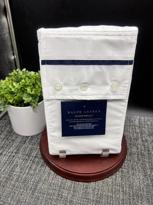 Ralph Lauren Palmer Percale Organic KING Pillowcases (2) NEW POLO NAVY 21” X 40” - Image 1 of 4