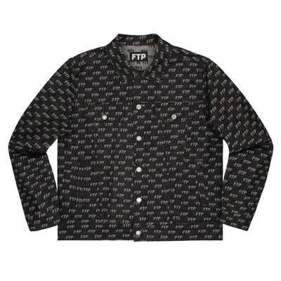 FTP Jacquard Denim Logo Trucker Jacket Black Men’s SIZE Large (Brand New) - Image 1 of 4