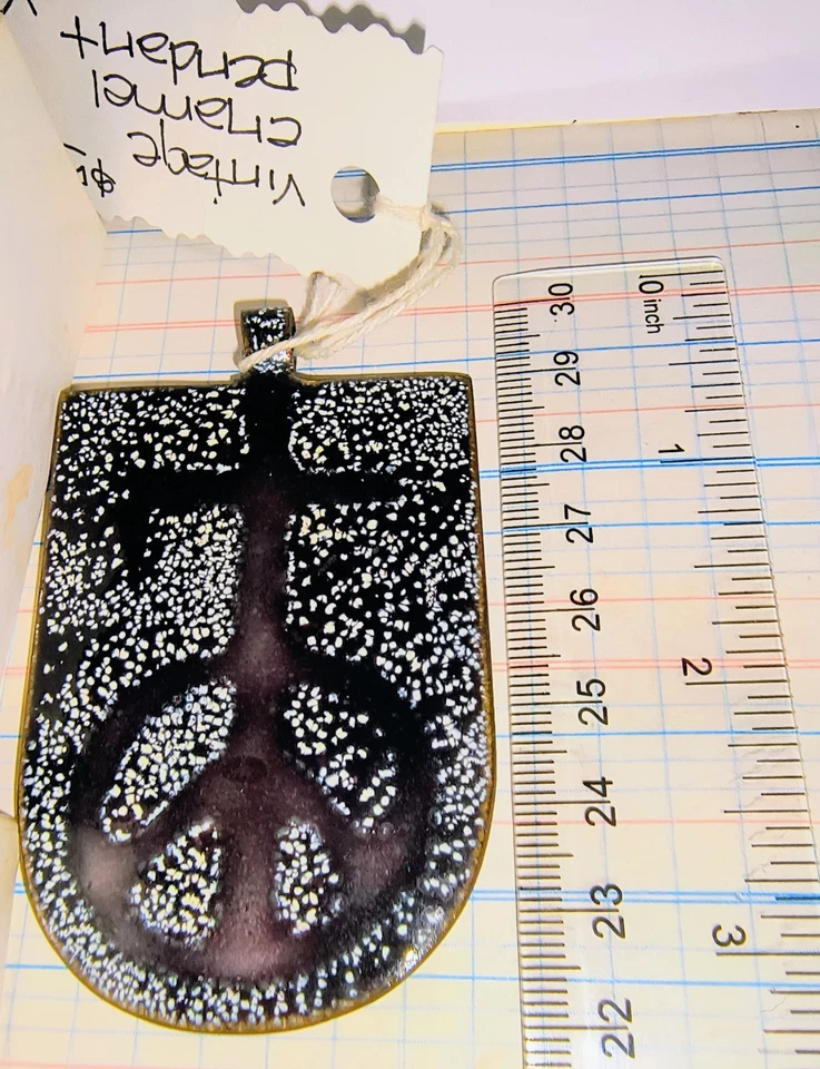 Llavero colgante símbolo paz bronce esmaltado de 3 1/4" encanto artista pesado hecho a mano Foto 1 de 4