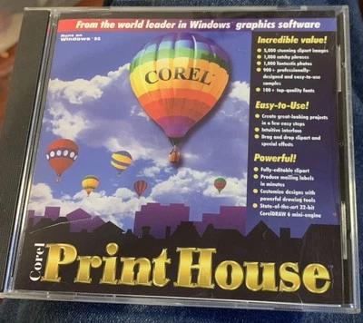 Corel Print House CD ROM Windows 95 1995 Vintage Graphics Software - Image 1 of 3