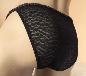 Bonitas bragas de bikini negras de encaje con ribete de animales tanga bragas 20/22 - Imagen 1 de 11