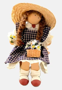 Longaberger Lizzie hoch 11" Puppe DAISY MAE Picks Korb Gänseblümchen Hocker Sitter '98 - Bild 1 von 11