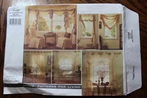 Vogue 1596 Curtains Valance Swag Jabot Chair Cover & Square Pillows Uncut Patter - Picture 1 of 3