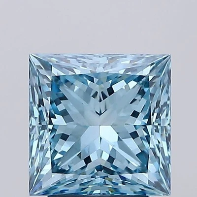 Princess 3.01 Carat Fancy Vivid  Blue VS1 IGI loose lab grown diamond - Image 1 of 3