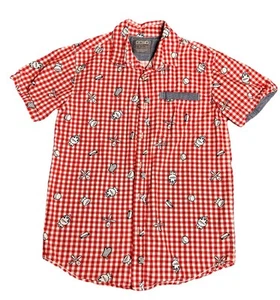 DCBD-Boys Red/White Barbecue Plaid Button Down Collar Shirt Size Medium - Picture 1 of 10