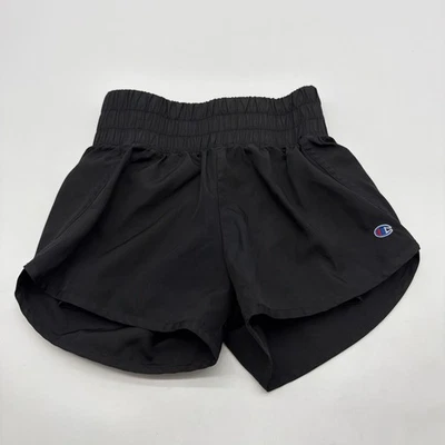 Champion Athletic wear Shorts Girls M Black Logo Embroidered .#38199 - Image 1 of 4
