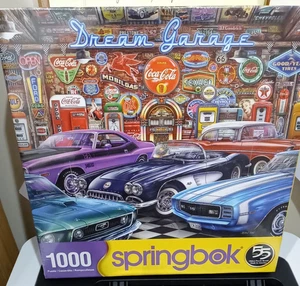 Springbok - Dream Garage - 1000 Piece Jigsaw Puzzle with Classic Muscle Cars - Picture 1 of 6