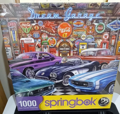 Springbok - Dream Garage - 1000 Piece Jigsaw Puzzle with Classic Muscle Cars - Image 1 of 4