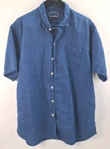 Camisa Tommy Bahama Hombre Extra Grande Azul Rayas 100% Lino Botón Playa Hawaiana - Imagen 1 de 7