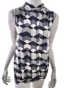 Next Size 36 Grey Tunic Blouse Viscose Sleeveless Diamonds print - Picture 1 of 5
