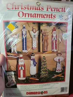 Dimensions Christmas Pencil Ornaments Counted Cross Stitch 8453 KIT  9 Ornaments - Image 1 of 2