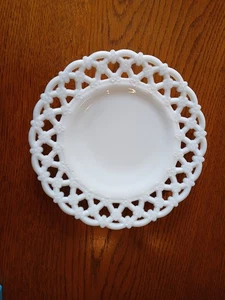 Vintage White Milk Glass Plate Forget Me Not Pattern - Picture 1 of 4