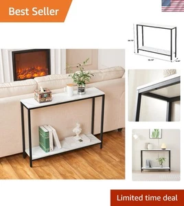 Stylish Faux Marble Sofa Table for Living Room or Entryway - Easy Assembly - Picture 1 of 8
