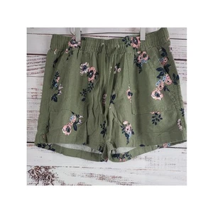 Pantaloncini Nautica Pull On Misto Lino M Donna Verde Stampa Floreale Tasche - Foto 1 di 5