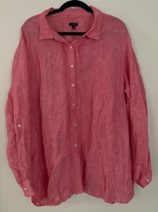 Talbots Damen Leinen Langarm Tunika Top Größe 3X Lagonlook Klassisch Boho - Bild 1 von 13