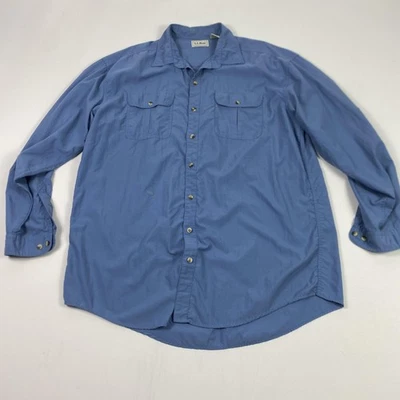L.L.Bean Shirt Mens XL Tall Blue Nylon Ripstop Button Down Long Sleeve Pockets - Image 1 of 4