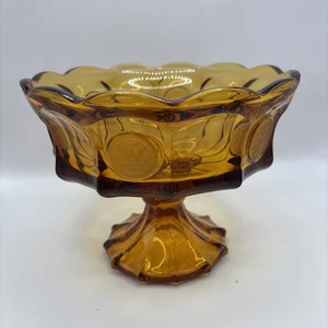 Fostoria Coin Glass Amber 8.5” Dia Footed Compote Bowl-VTG- 🍁 - Picture 1 of 10