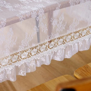 @Elegant Flower Filet Lace Floral Lace Inserted Frill White Table Cloth New XXL - Picture 1 of 13