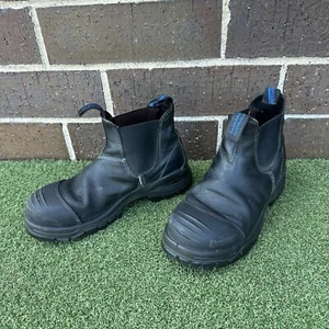Blundstone 910 Mens Sz 7.5 Work Safety Steel Toe Black Ankle Slip On Boots - Picture 1 of 9