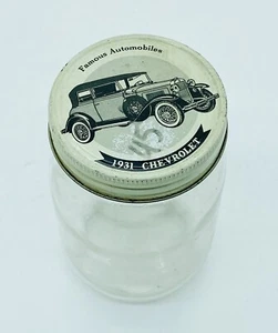 Vintage ‘Famous Automobiles 1931 Chevrolet’ Glass Jar with Metal Screw Top - Picture 1 of 5