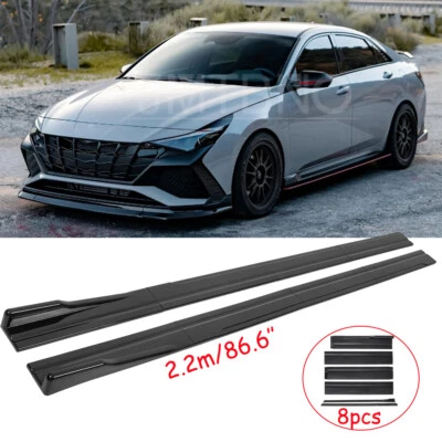 For Hyundai Elantra 86.6" Side Skirt Extension Rocker Panel Splitter Lip Glossy - Image 1 of 4