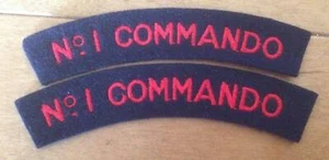 A nice matching pair of No. 1 COMMANDO / SAS Shoulder Title Cloth Patches - Picture 1 of 1
