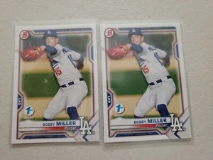 Bobby Miller (2) Lot 2021 Bowman 1st Edition #BFE-75 Los Angeles Dodgers - Picture 1 of 2
