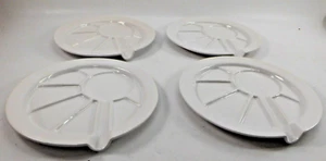(Set of 4) Roscho Fondue Sushi Divided Compartments Ceramic Plates 9-3/4" White - Picture 1 of 6