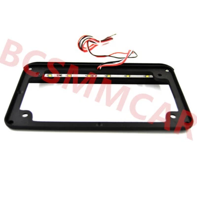 Black Motorcycle Frame Bracket LED Tail Brake Light License Lamp Plate Holder - Image 1 of 4