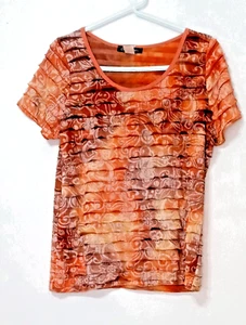Only Nines,Woman's, Petite Large, Multi-shades of beige/ orange, Shirt - Picture 1 of 2