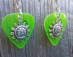 Sun with Face Charm Guitar Pick Earrings - Pick Your Color - Picture 1 of 11
