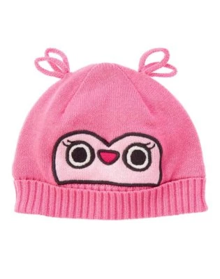 NUEVO CON ETIQUETAS GYMBOREE Bebé Niña "Fair Isle Friends" Búho Tejido Rosa Sombrero talla 6-12 meses  Foto 1 de 2