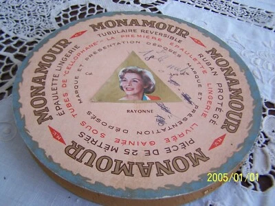 Ancien ruban " MONAMOUR " rose. 25mètres. Pour lingerie fine. Années50. Réf 112 - Photo 1/4