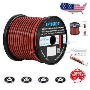 14 AWG 600V Dual Conductor Silicone Wire - 100ft Spool for Electric Projects - Picture 1 of 10