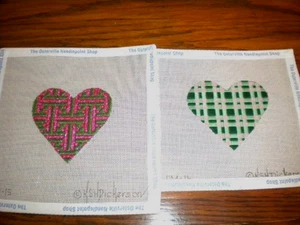 KATE DICKERSON NEEDLEPOINT HEARTS COMPLETED READY 4 FINISHING - Picture 1 of 4