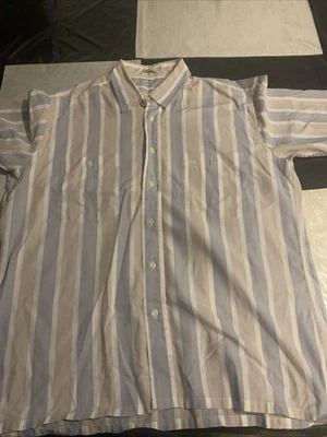 Christian Dior Dress Shirt Men L White Striped Short Sleeve - Image 1 of 4