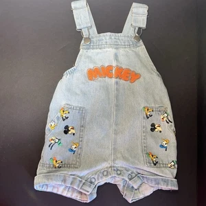 Vintage Mickey Mouse Baby Denim Latzhose Gr. 6-9 Monate Pluto and Friends - Bild 1 von 6