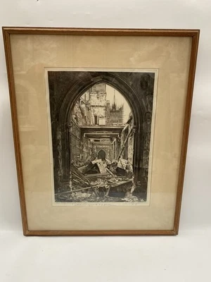 WW2 Radierung W.Washington Ayes Lobby Unterhaus 1941 signiert und gerahmt - Bild 1 von 4