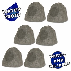 Theater Solutions Outdoor Slate Rock 6 Speaker Set with 8" Woofers Yard Spa - Picture 1 of 9