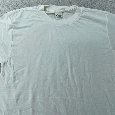 Camisa vintage blanca en blanco Crescent Bay M/L cuello redondo 100 % algodón Canadá Foto 1 de 4