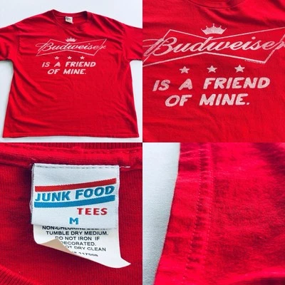 Camiseta Budweiser Roja Look Vintage Comida Chatarra Camisetas Hombre’s M Cerveza Gráfico EE. UU. Foto 1 de 4