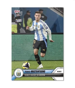 FRANCO MASTANTUONO Youngest Debut - 2024-25 Argentina Topps NOW - Card 1 IN HAND - Picture 1 of 4