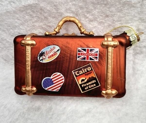 Vintage Neuheit Koffer Glaskugel Christbaumschmuck Reisekoffer Tasche - Bild 1 von 5