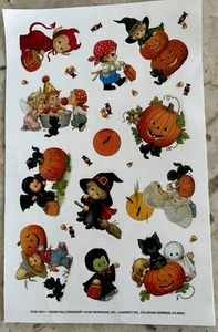 Vintage 1997 Stickers Halloween Ruth Morehead Teenie Halloweenies 4 Cards - Picture 1 of 4