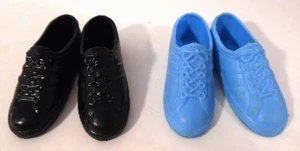 1980's 2 Pairs of Ken Tennis/Sneaker Shoes Black & Blue Plastic - Picture 1 of 3