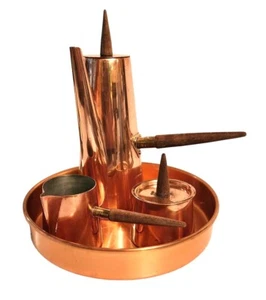 Juego de café Mid Century Copral Cobre con Funky Bandeja de asas de madera atómica - Imagen 1 de 14