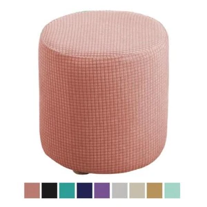 Stretch Ottoman Slipcovers Round Ottoman Covers Removable Footstool Covers - Picture 1 of 64
