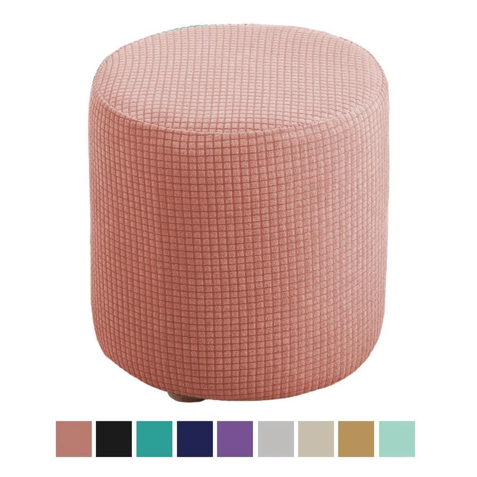 Stretch Ottoman Slipcovers Round Ottoman Covers Removable Footstool Covers - Image 1 of 1