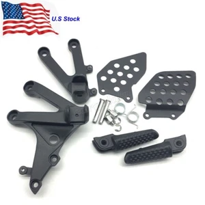 Black Motorcycle Front Foot Pegs Bracket Fit For Honda CBR600RR 2007-2019 F5 - Foto 1 di 8